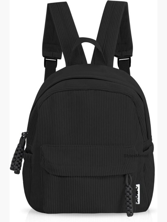 Small Corduroy Backpack Lightweight Daypack Travel Purse Multipocket